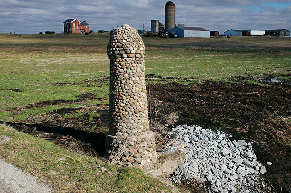 Stone pillar on the corner of an old farm, Wabash county