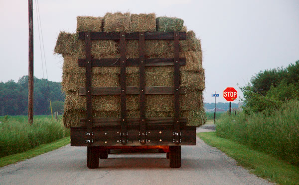 Caught behind a hay wagon, Kosciusko County