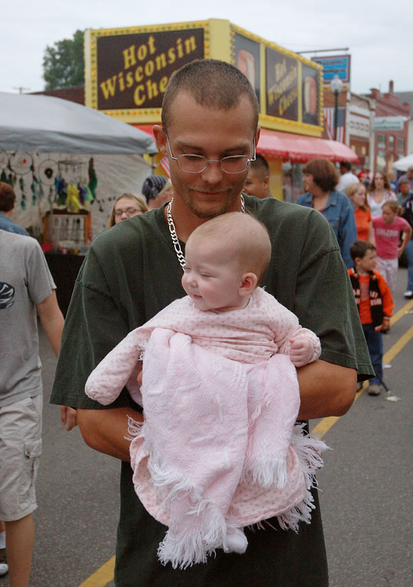 Father with new baby, N Judson Mint Festival