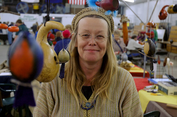 Sue at the Indiana Gourd Society show, Goshen