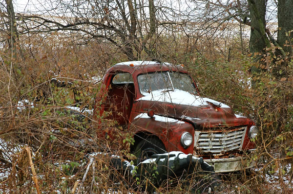 Old truck left in the woods, near North Liberty