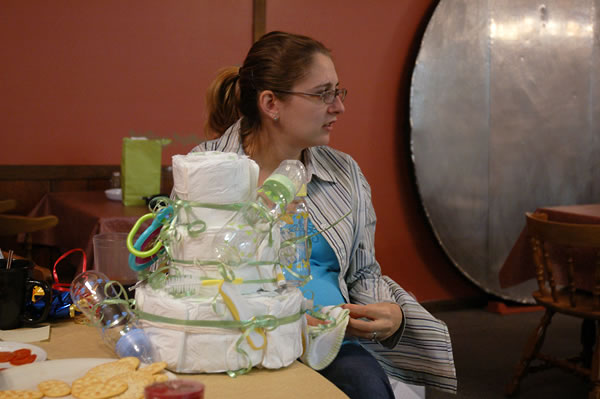 Angela at her and Dustin's baby shower, Nappanee
