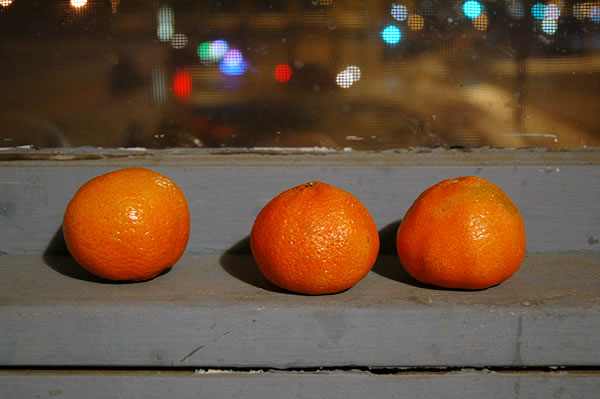 Clementines on Jake's window