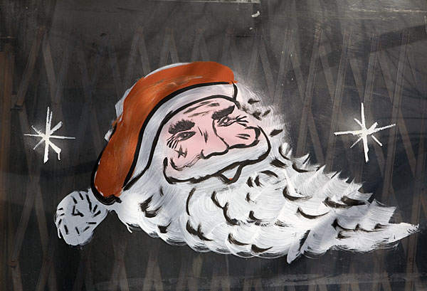 Santa painted on a laundromat window, Chicago